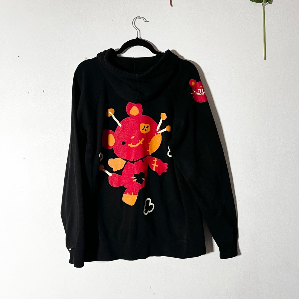 Ohmonah Zip Up Hoodie Mens Large Black Anime Voodoo Bear